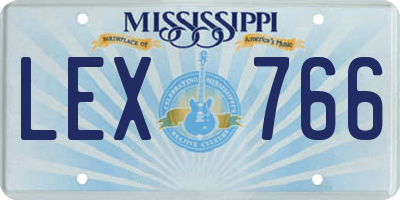 MS license plate LEX766