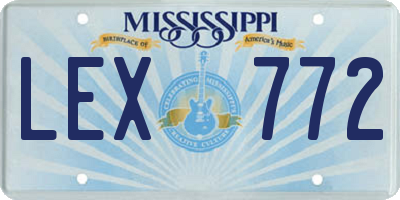 MS license plate LEX772