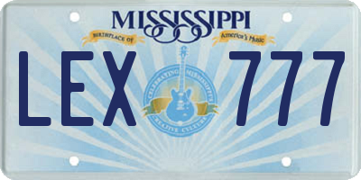 MS license plate LEX777