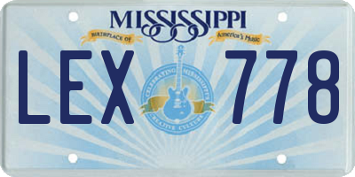 MS license plate LEX778