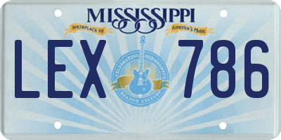 MS license plate LEX786