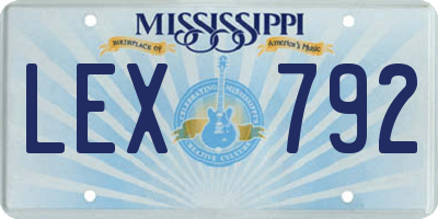 MS license plate LEX792
