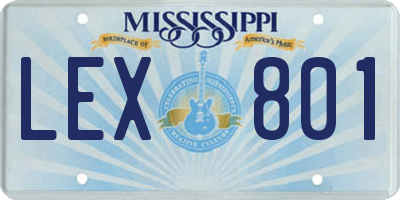 MS license plate LEX801