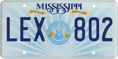 MS license plate LEX802