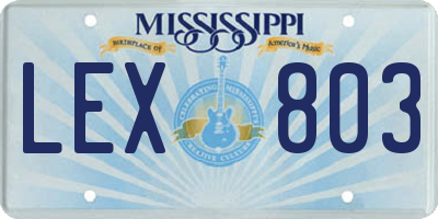 MS license plate LEX803