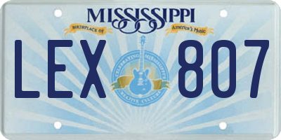 MS license plate LEX807