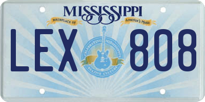 MS license plate LEX808