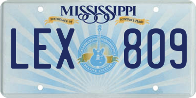 MS license plate LEX809