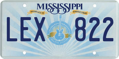 MS license plate LEX822