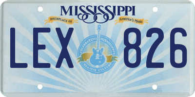 MS license plate LEX826