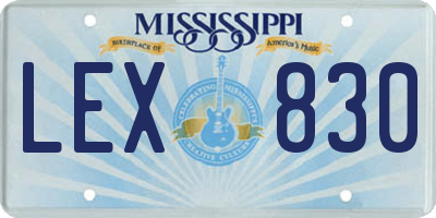 MS license plate LEX830