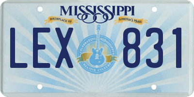 MS license plate LEX831