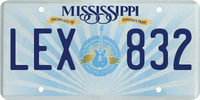 MS license plate LEX832