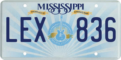 MS license plate LEX836