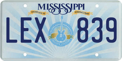 MS license plate LEX839