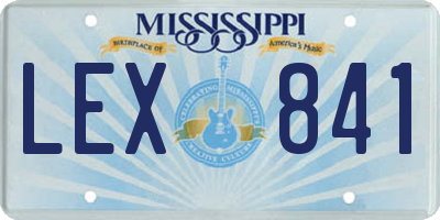 MS license plate LEX841