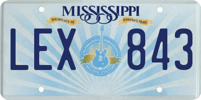 MS license plate LEX843