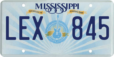 MS license plate LEX845