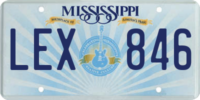 MS license plate LEX846