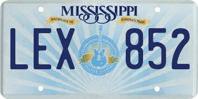 MS license plate LEX852