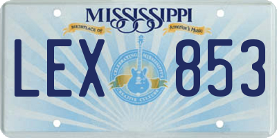 MS license plate LEX853