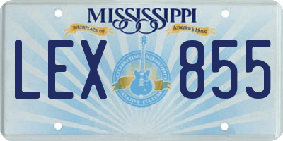 MS license plate LEX855