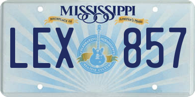 MS license plate LEX857
