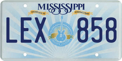 MS license plate LEX858
