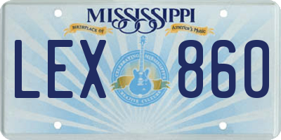 MS license plate LEX860