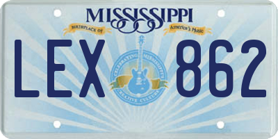 MS license plate LEX862