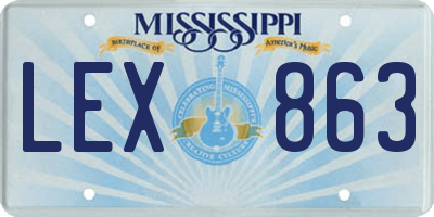 MS license plate LEX863