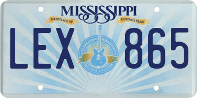 MS license plate LEX865