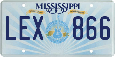 MS license plate LEX866