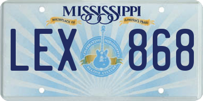 MS license plate LEX868