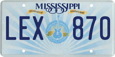 MS license plate LEX870
