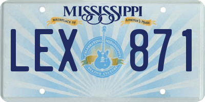 MS license plate LEX871