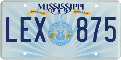 MS license plate LEX875