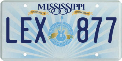 MS license plate LEX877