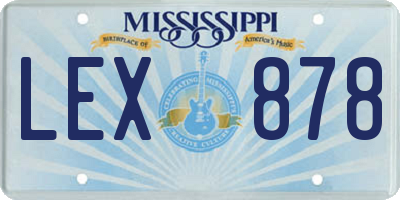 MS license plate LEX878