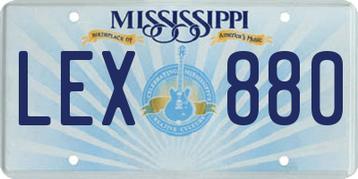 MS license plate LEX880