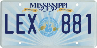MS license plate LEX881