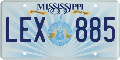 MS license plate LEX885