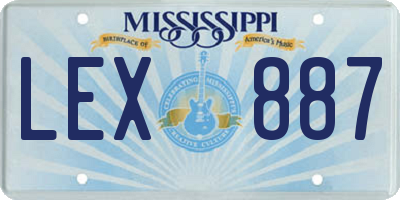 MS license plate LEX887
