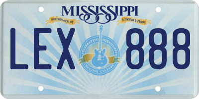 MS license plate LEX888