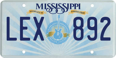 MS license plate LEX892