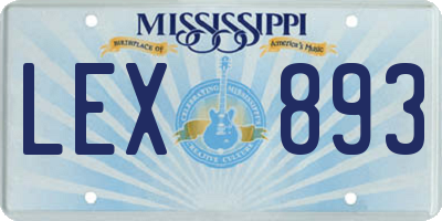 MS license plate LEX893