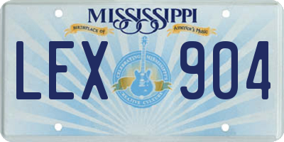 MS license plate LEX904