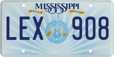 MS license plate LEX908