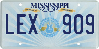 MS license plate LEX909