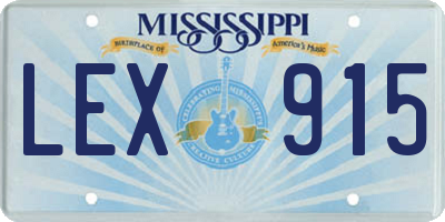 MS license plate LEX915